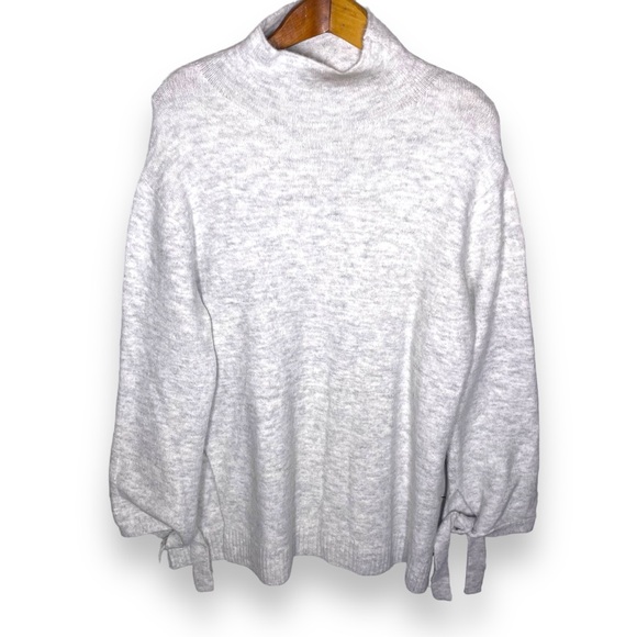 Coco + Carmen Oversized Slouchy Mock Neck Tie Cuff Sleeve tunic Sweater S/M - Picture 1 of 6